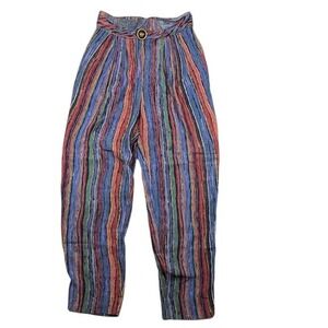 Platinum by Dorothy Schoelen Vintage Striped High Waisted Rayon Pants Size 14